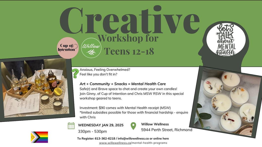 Teen Mental Health Circle- Aroma-Therapy Candle Making Jan-29